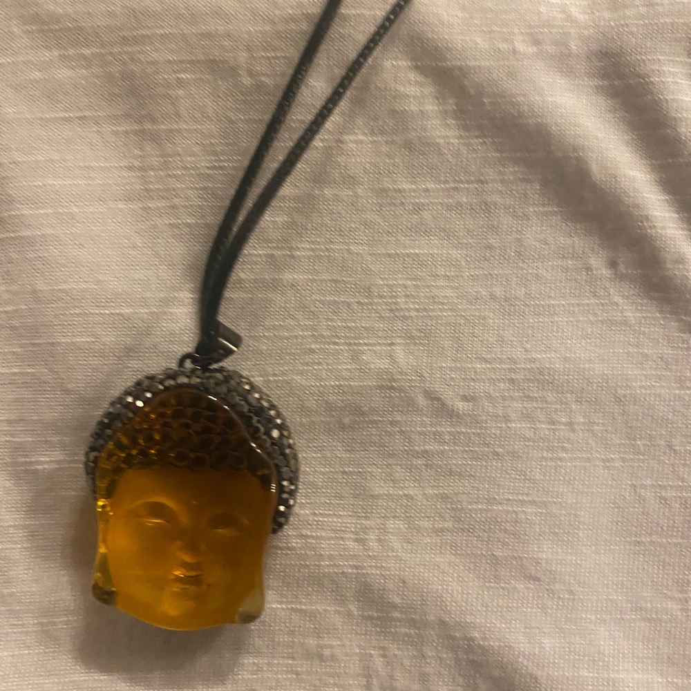Yellow Buddha Pendant Necklace